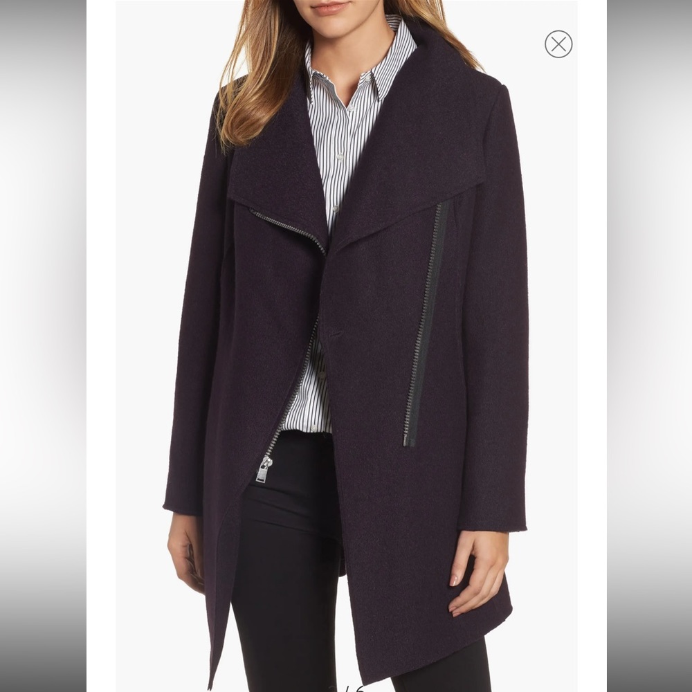 Halogen® Asymmetrical Zip Boiled Wool Blend Coat